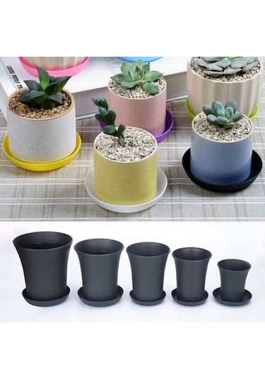 20 Adet Plastik Saksı Damlama Tepsisi Bitki Saksı Tabağı Saksı Şasi Tepsisi Şişmanlık Ekici Bahçe Balkon Siyah