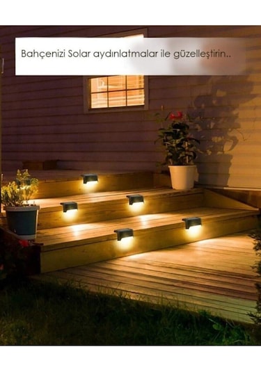 Dekoratif 4 Adet Köşebent Merdiven Veranda Solar Güneş Enerjili Led Lamba Dekor Bahçe Aydınlatma