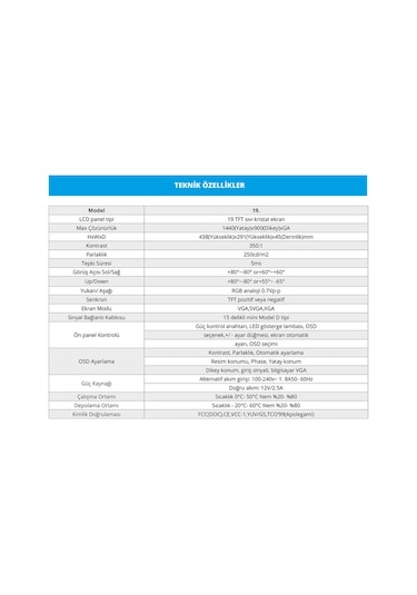 Uptech Hd190 19" Geniş Ekran 75 Hz 5ms Vga,hdmı Led Monitör