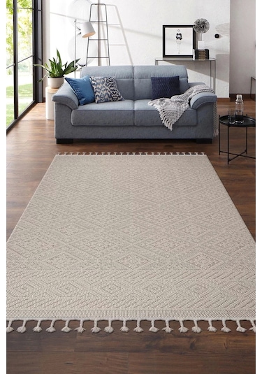 Otantik Modern Salon Ve Oturma Odası Halısı - Krem Bej Krem