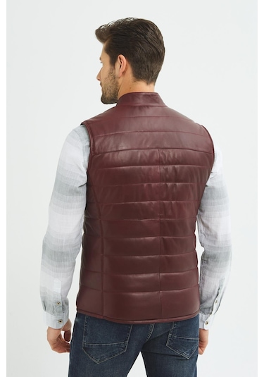 İkbal Thomas Bordo Hakiki Deri Yelek Erkek 001
