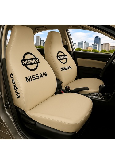 Nissan Araçlara Uygun Penye Kumaş Ön Arka Oto Koltuk Kılıfı - Servis Tipi Oto Kılıf Takımı Bej