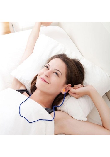 Turuncu. Gürültü Azaltma Ve İşitme Koruması İçin Kordonlu 20 Çift Yeniden Kullanılabilir Silikon Kulak Tıkacı Seti