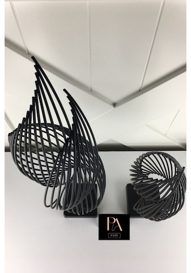 Siyah H 2'li Ofis Metal Aksesuar Biblo Ev Salon Dekorasyon Obje