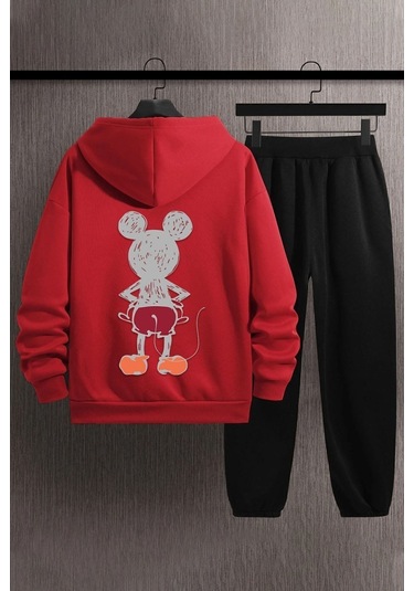 Mause Baskılı Eşofman Takımı Kırmızı