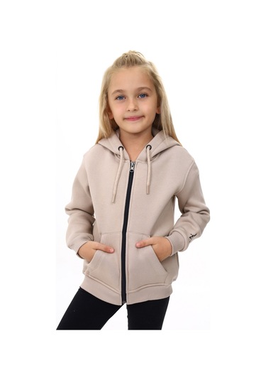 Toontoy Kız Çocuk Nakışlı Hırka Bej