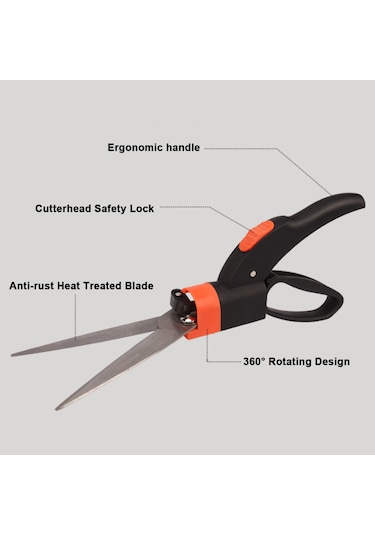 Mufunye Çok İşlevli Bahçe Biçme Makineleri 360 Dönüş Bahçe Çim Kesme Aleti Elde Taşınabilir Yüksek Keskinlik Çim Budama Çit Makası,budama Makası