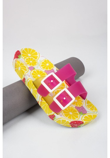 Kız Çocuk Limon Temalı Terlik-5731-pembe Pembe