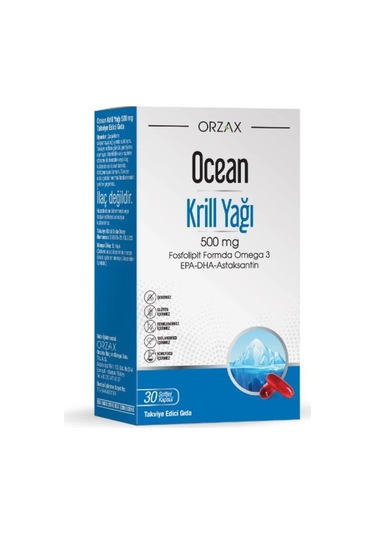 Ocean Krill Oil Balık Yağı İçeren Takviye Edici Gıda 30 Kapsül