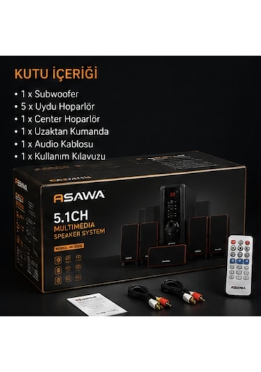Asawa W-300u 5.1ch Multimedia Ses Sistemi Subwoofer Ev Sinema Sistemi