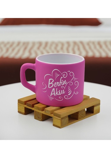 Bk Gift Kişiye Özel İsimli Pembe Renkli Middle Çay & Kahve Fincanı-6, Arkadaşa Hediye, Sevgiliye Hediye, Doğum Günü Hediyesi Kobitmeyencom32547 Bk Gif