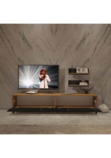 Decoraktiv Eko 4 Mdf Std Silver Tv Ünitesi Tv Sehpası Pera - Siyah