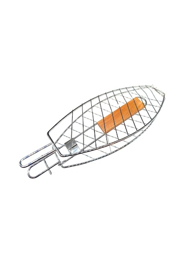 Dooman 4'lü Paslanmaz Çelik Balık Izgara Teli Ahşap Saplı 30x13 Cm Izgara Alanı - 318g