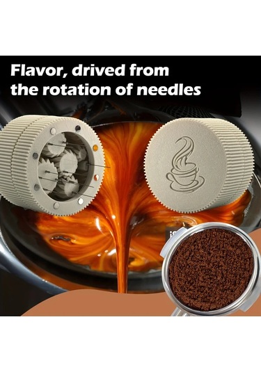 Topshop1 Siyah 58 Mm 3d Baskılı Dikey Çizgili Planetary Manyetik Kahve Dağıtıcı Seti 10 Yedek İğneli Espresso Wdt Aracı 51mm 53mm 54mm Uyumlu Siyah