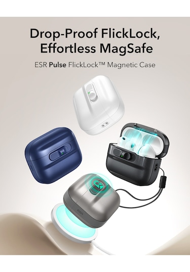 Apple AirPods Uyumlu Pro 3 2025 Pulse Flicklock Manyetik Kılıf Lacivert
