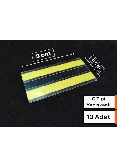 10 Adet C Tipi 5 x 10 CM Depo Raf Etiketlik Yapışkanlı İsimlik