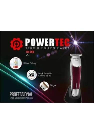 Powertec TR-658 Profesyonel Ense Sakal Çizim Tıraş Makinesi Bordo