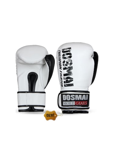 Dosmai Profesyonel Deri Boks Kick Boks Eldiveni Beyaz Siyah El347 Beyaz - Siyah