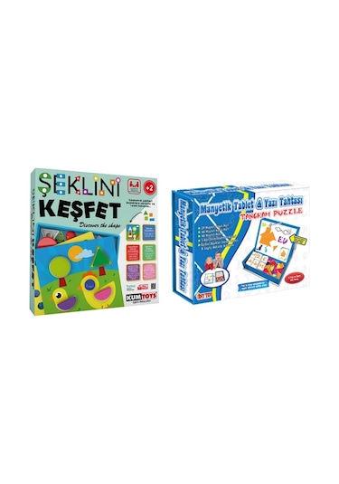 Kumtoys Şeklini Keşfet+Diytoy Manyetik Tangram 2'Li Muhteşem Eğit