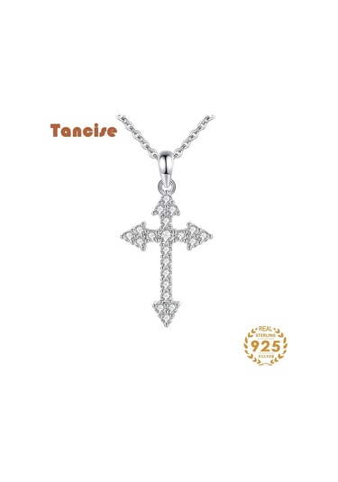 Tancise 925 Ayar Gümüş Haç Kolye Kadın Japonya ve Güney Kore Tam Kolye Boyun Zinciri Kişilik Ins Süs Klavikula Zinciri Nesil.