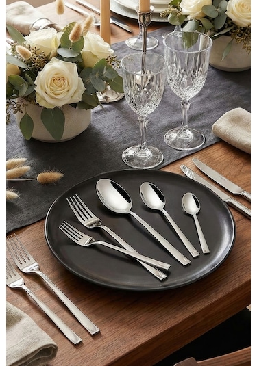 Gökdil Asya Silver 60 Parça 12 Kişilik Çelik Çatal & Kaşık Takımı Gümüş