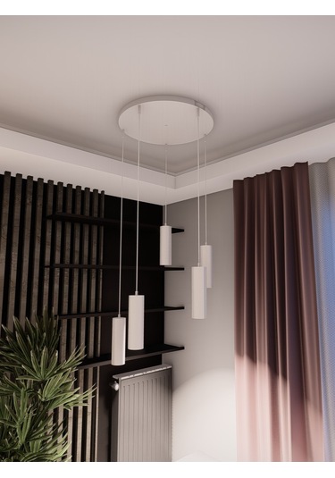 Zenya Beyaz Renk 5'li Spot Avize- Modern Tavan Sarkıt, Gu10 Duy