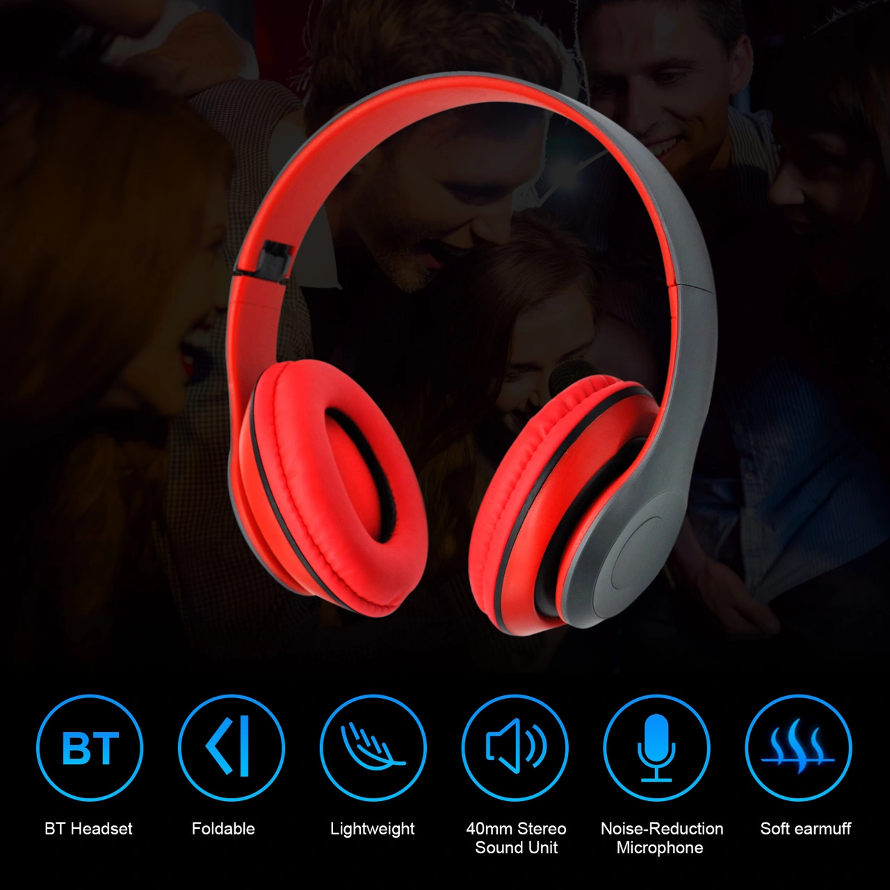 Moveevo Kablolu Kulaküstü Mikrofonlu Oyuncu Kulaklığı, 40mm Hoparlör, 3.5mm Giriş, Bilgisayar/telefon Uyumlu, Siyah