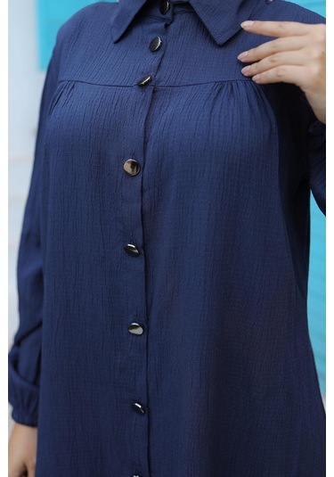 Büzgü Detaylı Tesettür Lacivert Takım Lacivert