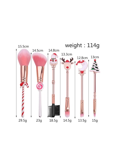 Teltree Noel Temalı Yüksek Kaliteli Makyaj Fırçası Seti - Fondöten, Allık, Göz Farı Ve Dudak Fırçaları İçeren Pratik Çantalı Set