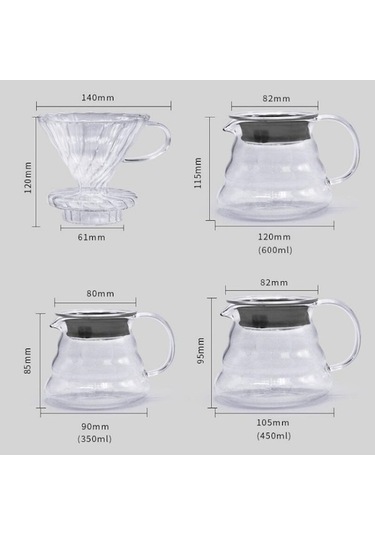 Pazly Isıya Dayanıklı El Yapımı Cam Kahve Demliği - 350ml-600ml İçin Ev Ve Ofis Kullanımı