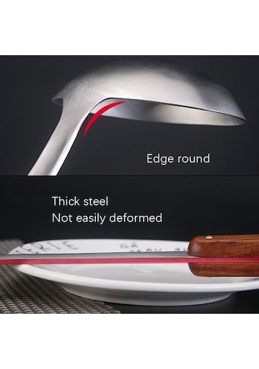 Sones 304 Paslanmaz Çelik Ahşap Saplı Mutfak Eşyaları Ev Mutfak Ekipmanları, Stil: Çorba Kaşığı