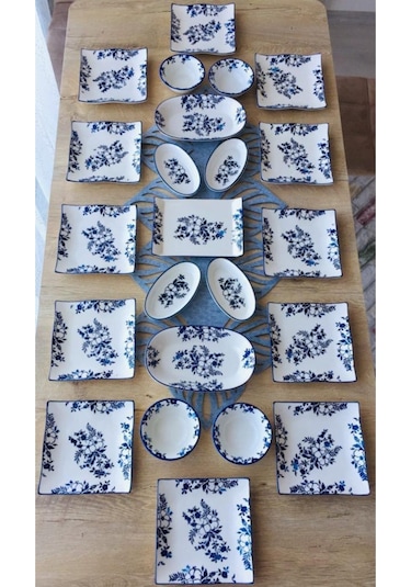 Yasmin Desen 12 Kişilik Kahvaltı Takımı Mavi