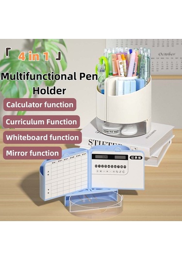 Suofeng 6 Bölmeli Kalemlikli Çok Amaçlı Masa Organizatörü - Aynalı, Yazı Tahtalı, Hesaplamalı Beyaz