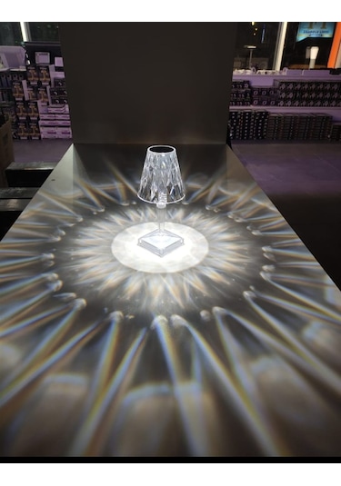 Kristal Şarjlı Led Masa Lambası ve Abajur Fl-8074