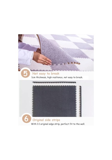 12 Kısa Peluş Köpük Bulmaca Alan Halı, 30 Cm 12x12in , Oyun, Dekor Ve Güvenlik İçin Birbirine Geçen Paspaslar Mavi+beyaz