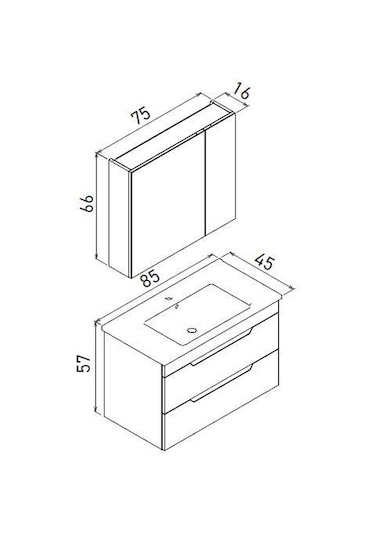 Orka Lena 85 Cm Mat Antrasit Çekmeceli Banyo Dolabı Takımı Ve Boy Dolabı Antrasit