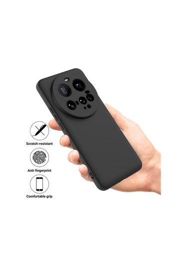 Xiaomi 15 Ultra Düz Renk Sıvı Silikon Damlamaz Tam Kapsama Telefon Kılıfı Siyah