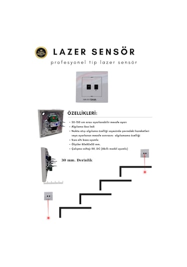 24 Kanal At-smart Ultra Wıfı Akıllı Merdiven Modülü+3 Adet Profesyonel Lazer Sensör