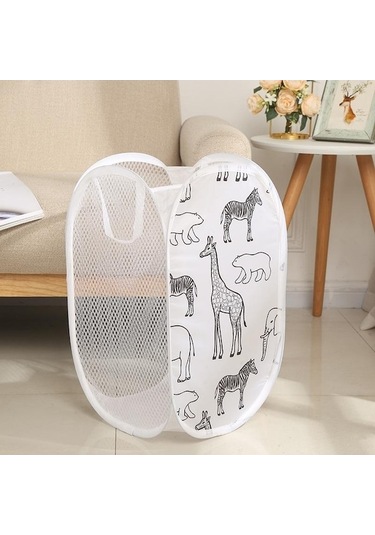 Çizgi Film Baskılı Çamaşır Sepetleri File Çamaşır Düzenleyici Kirli Sepeti Çocuk Oyuncakları Çeşitli Eşyalar Arı Beyaz Beyaz