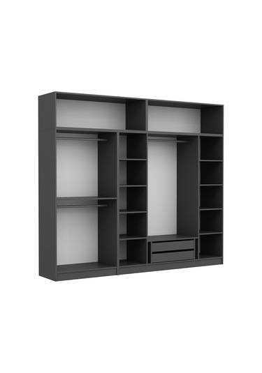 Minar Kale 6 Kapaklı 4 Aynalı 2 Ç Dolap Ve Yüklük Antrasit Dore 235cm