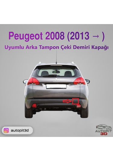 Peugeot 2008 2013 Uyumlu Arka Tampon Çeki Demiri Kapağı