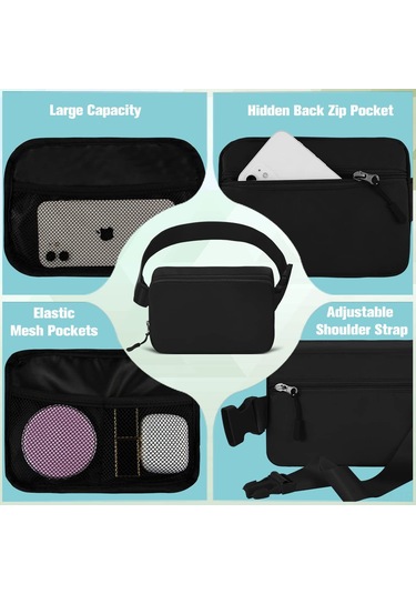 Geeksen "kadın Ve Erkekler İçin Moda Bel Çantası - Koşu, Seyahat Ve Doğa Yürüyüşleri İçin Ayarlanabilir Kayışlı" Siyah