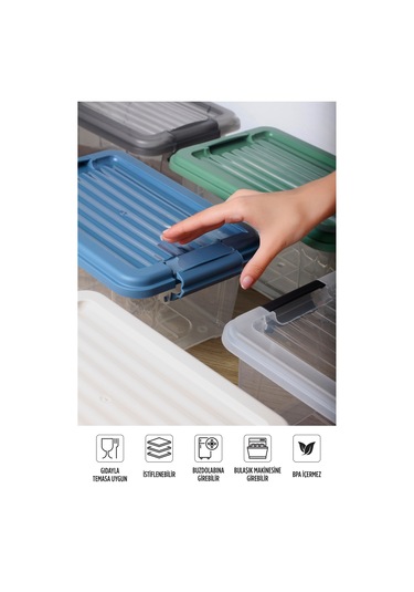 20 Lt Multibox Saklama Kabı - Kilitli Kapaklı Çok Amaçlı Düzenleyici Kiler Depolama Saklama Kutusu Şeffaf