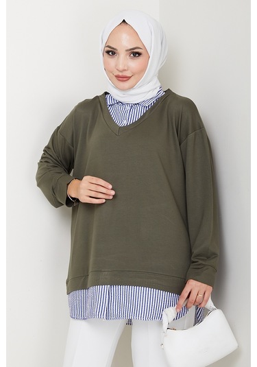 Gömlek Yaka Oysho Tunik 1612 - Haki Haki