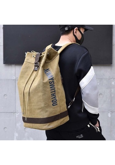 Rogfer Casual Kanvas Sırt Çantası Kova Çantası Bilgisayar Sırt Çantası Seyahat Yürüyüş El Çantası, Boyut: Büyük Siyah Çok Renkli