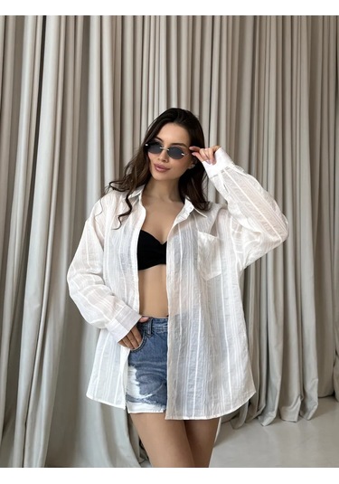 Bezmateznost' Güneşli Yaz Oversize Gömlek Şeffaf Hafif 389862181