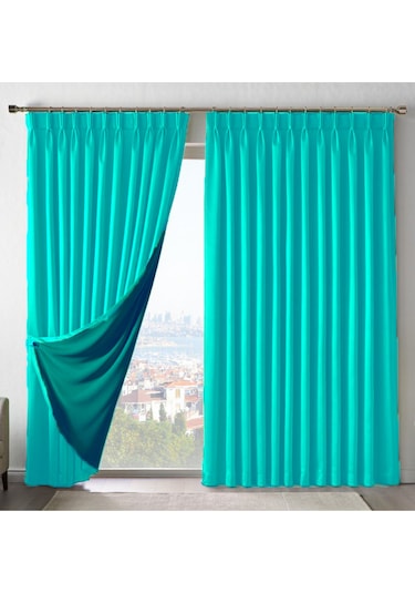 Dauble Blackut Karartma Perde Tek Kanat 1x2 Amerikan Pileli Fon Perde Mint