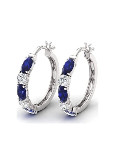 My Topped Lucas Blue Cubic Zirkonya Küpe - Düğün, Parti Aksesuarı, Hediye İçin, Kadınlar İçin, Renkbeyaz 0,11-0,15 Ct, 14 Ayar