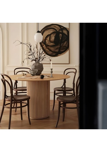 Breeze Yuvarlak Ahşap Bohem Masa 100x100 Naturel