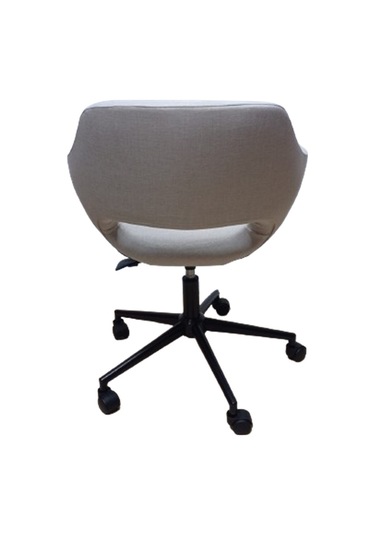 Bilgisayar Çalışma Sandalyesi Döküm Süngerli Krem Keten Kumaş